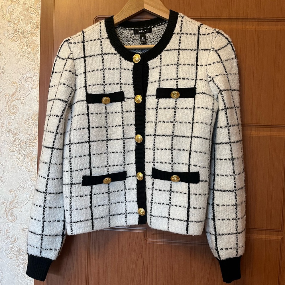 Aqua By Bloomingdale’s Tweed Cardigan Size M